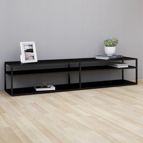 Tv-bord 200x40x40,5 cm hærdet glas sort