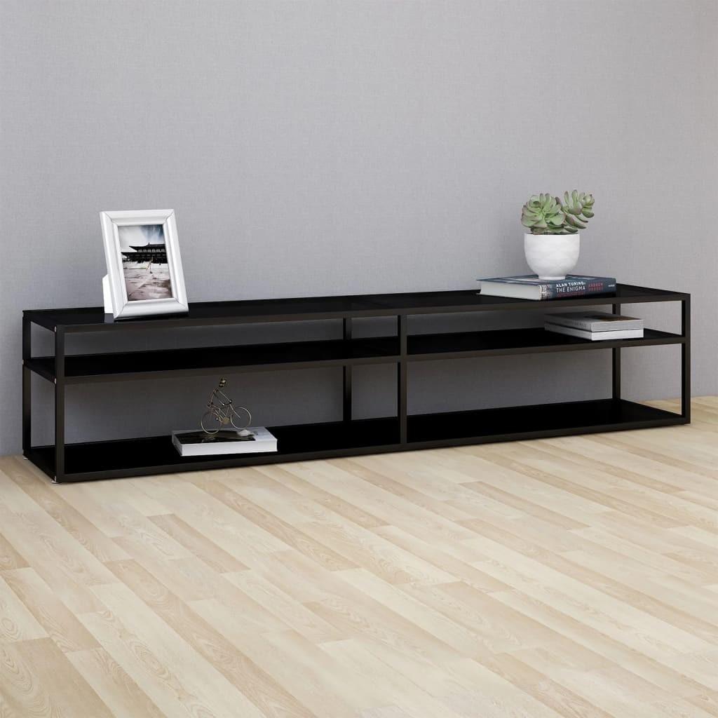 Tv-bord 200x40x40,5 cm hærdet glas sort