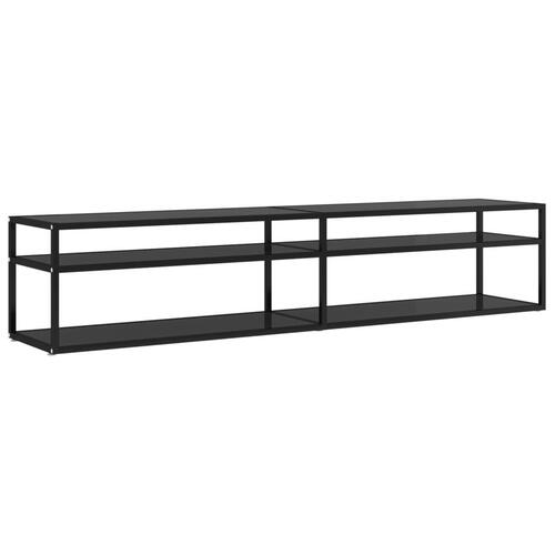 Tv-bord 200x40x40,5 cm hærdet glas sort