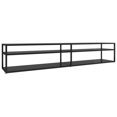 Tv-bord 220x40x40,5 cm hærdet glas sort