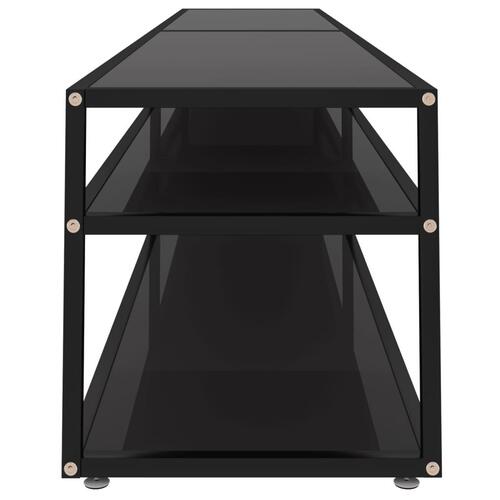 Tv-bord 220x40x40,5 cm hærdet glas sort