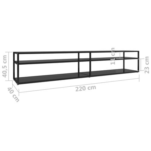 Tv-bord 220x40x40,5 cm hærdet glas sort