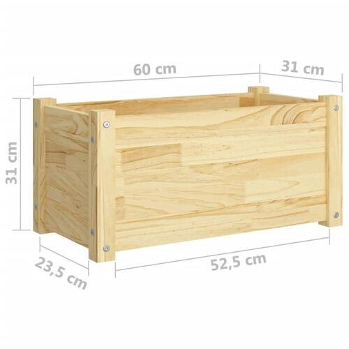 Plantekasser 2 stk. 60x31x31 cm massivt fyrretræ