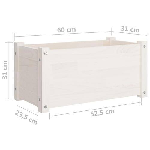 Plantekasse 60x31x31 cm massivt fyrretræ hvid