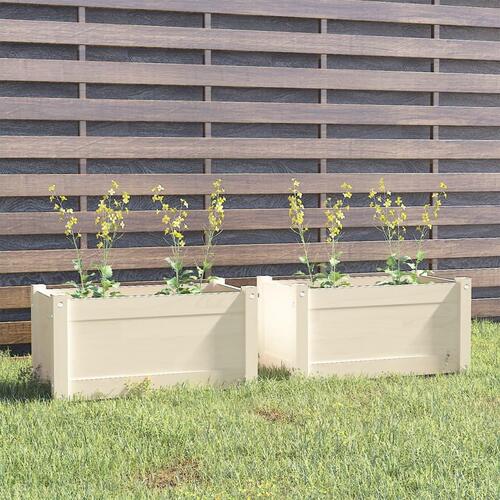 Plantekasser 2 stk. 60x31x31 cm massivt fyrretræ hvid