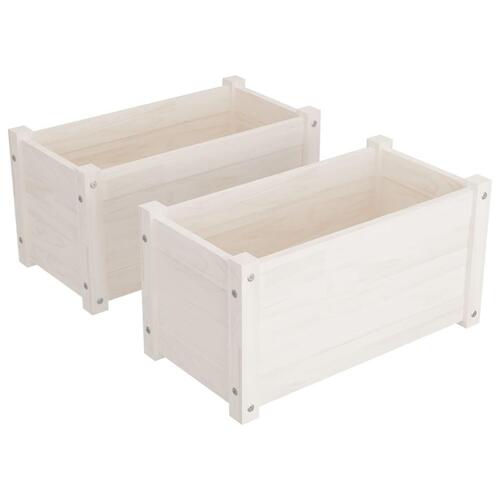 Plantekasser 2 stk. 60x31x31 cm massivt fyrretræ hvid