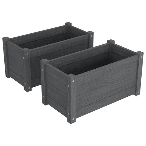 Plantekasser 2 stk. 60x31x31 cm massivt fyrretræ grå