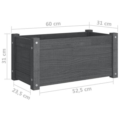 Plantekasser 2 stk. 60x31x31 cm massivt fyrretræ grå
