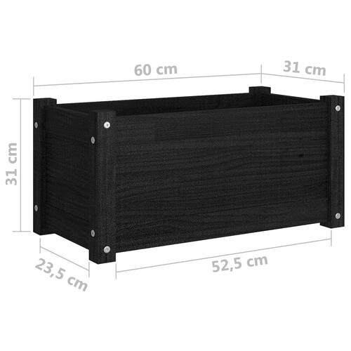 Plantekasse 60x31x31 cm massivt fyrretræ sort