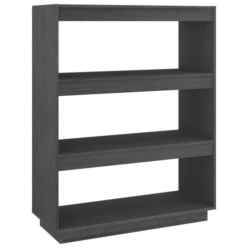 Bogreol/rumdeler 80x35x103 cm massivt fyrretræ grå