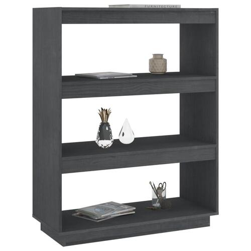 Bogreol/rumdeler 80x35x103 cm massivt fyrretræ grå