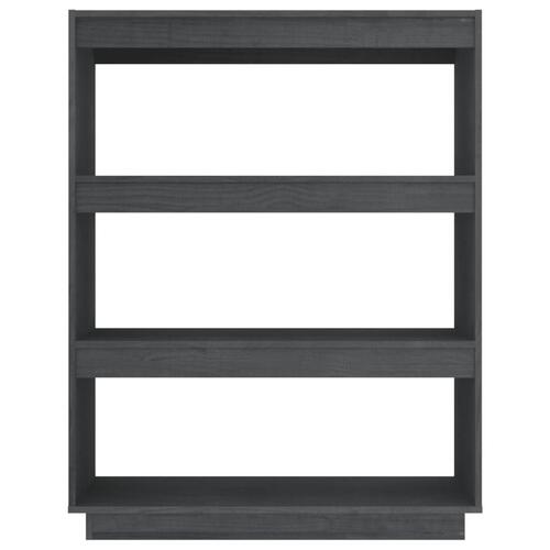 Bogreol/rumdeler 80x35x103 cm massivt fyrretræ grå