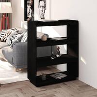 Bogreol/rumdeler 80x35x103 cm massivt fyrretræ sort