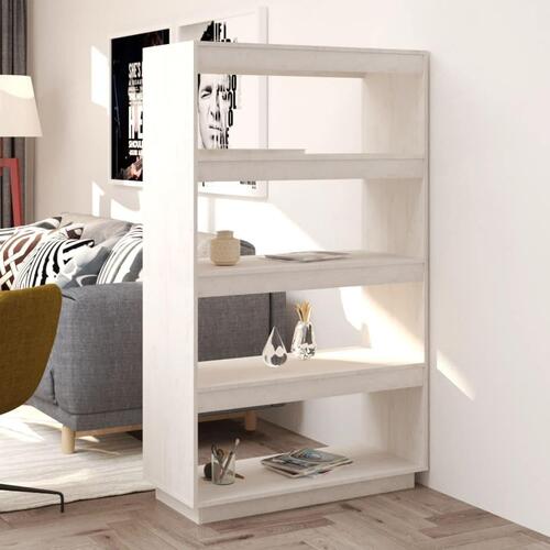 Bogreol/rumdeler 80x35x135 cm massivt fyrretræ hvid