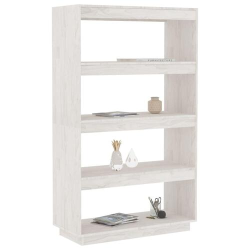 Bogreol/rumdeler 80x35x135 cm massivt fyrretræ hvid