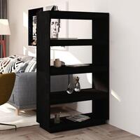 Bogreol/rumdeler 80x35x135 cm massivt fyrretræ sort