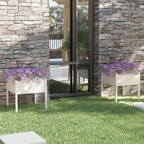 Plantekasser 2 stk. 70x70x70 cm massivt fyrretræ hvid