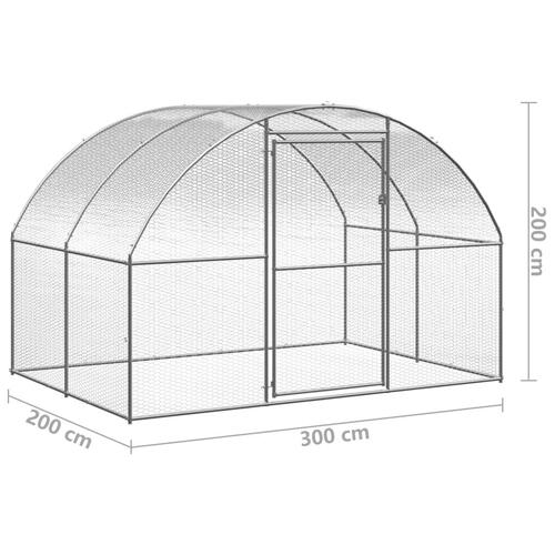 Hønsehus 3x2x2 m galvaniseret stål