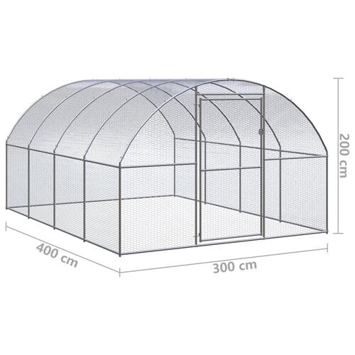 Hønsehus 3x4x2 m galvaniseret stål