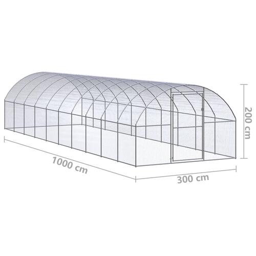 Hønsehus 3x10x2 m galvaniseret stål