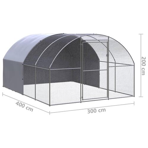 Hønsehus 3x4x2 m galvaniseret stål