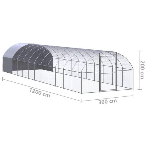 Hønsehus 3x12x2 m galvaniseret stål