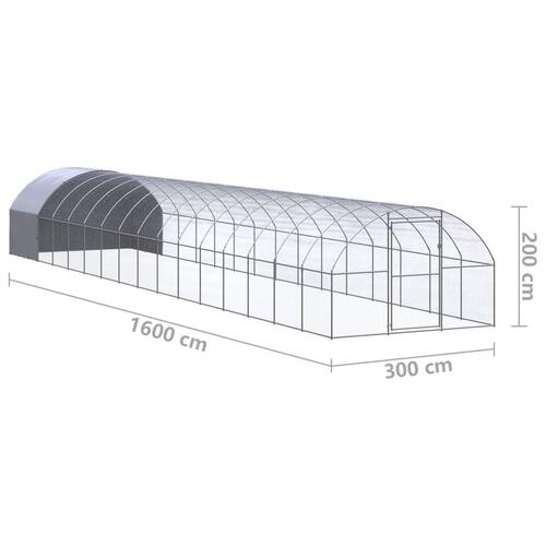 Hønsehus 3x16x2 m galvaniseret stål