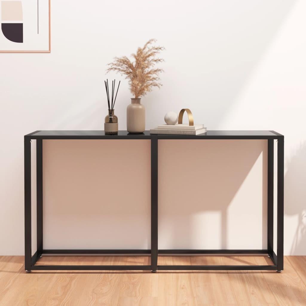 Konsolbord 140x35x75,5 cm hærdet glas sort