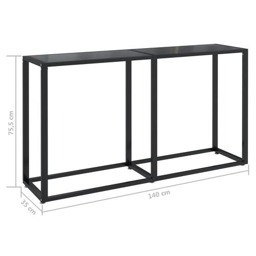 Konsolbord 140x35x75,5 cm hærdet glas sort