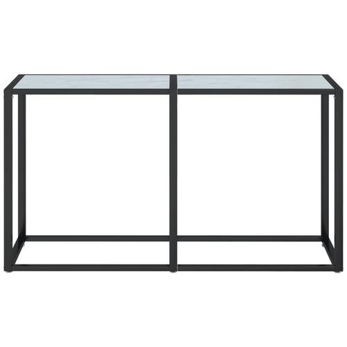 Konsolbord 140x35x75,5 cm hærdet glas hvid marmor
