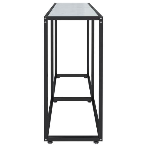 Konsolbord 140x35x75,5 cm hærdet glas hvid marmor