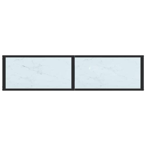 Konsolbord 140x35x75,5 cm hærdet glas hvid marmor