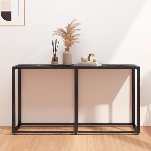 Konsolbord 140x35x75,5 cm hærdet glas sort marmor