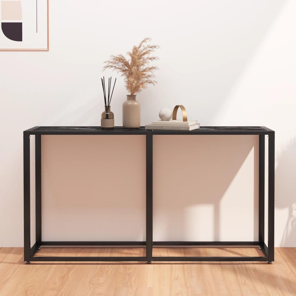Konsolbord 140x35x75,5 cm hærdet glas sort marmor