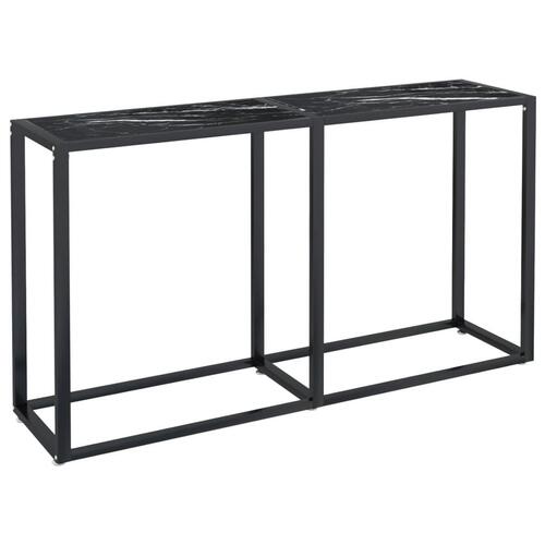 Konsolbord 140x35x75,5 cm hærdet glas sort marmor