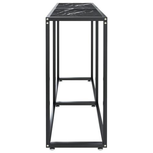 Konsolbord 140x35x75,5 cm hærdet glas sort marmor
