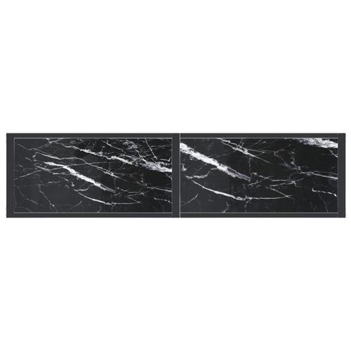Konsolbord 140x35x75,5 cm hærdet glas sort marmor