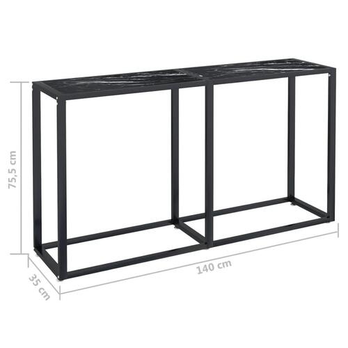 Konsolbord 140x35x75,5 cm hærdet glas sort marmor