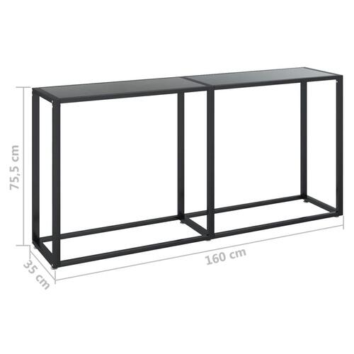 Konsolbord 160x35x75,5 cm hærdet glas sort