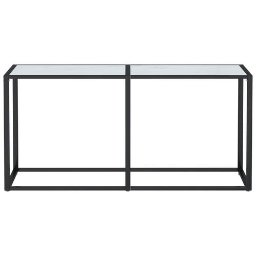 Konsolbord 160x35x75,5 cm hærdet glas hvid marmor