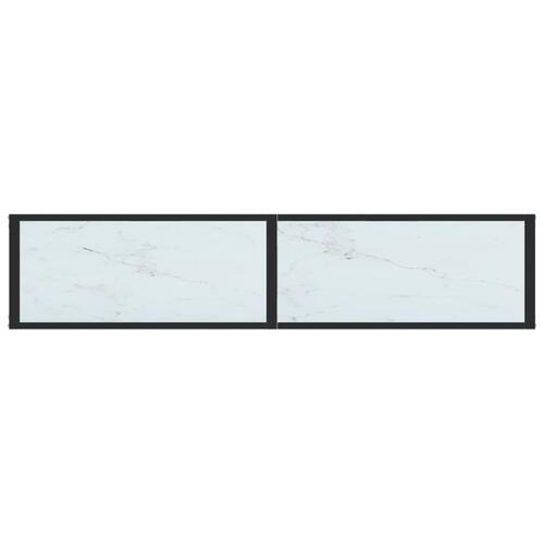 Konsolbord 160x35x75,5 cm hærdet glas hvid marmor