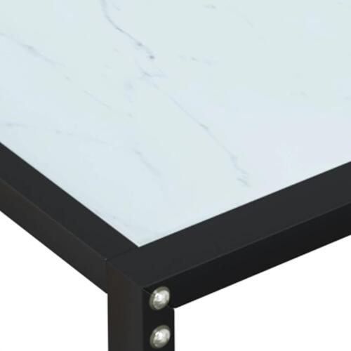Konsolbord 160x35x75,5 cm hærdet glas hvid marmor