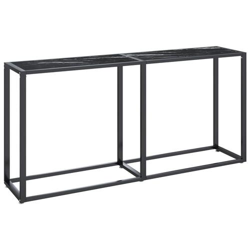 Konsolbord 160x35x75,5 cm hærdet glas sort marmor