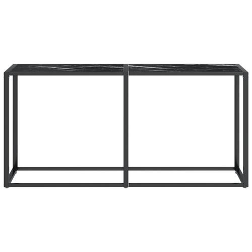 Konsolbord 160x35x75,5 cm hærdet glas sort marmor