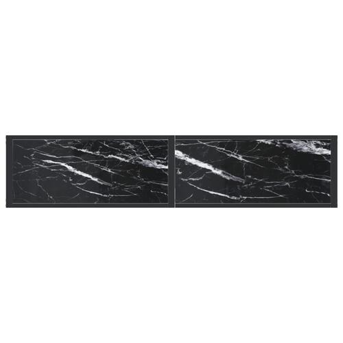 Konsolbord 160x35x75,5 cm hærdet glas sort marmor