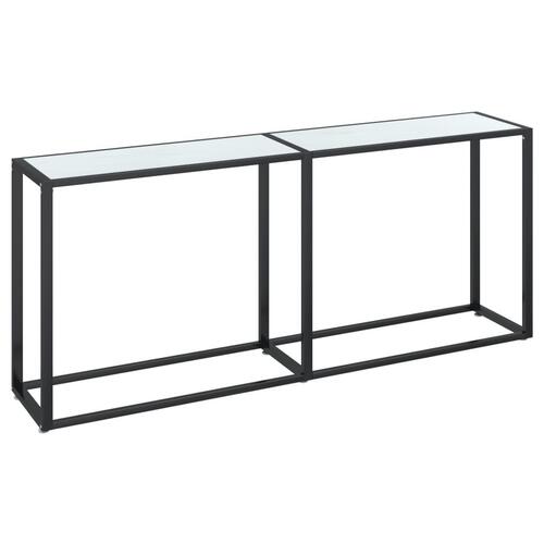 Konsolbord 180x35x75,5 cm hærdet glas hvid marmor