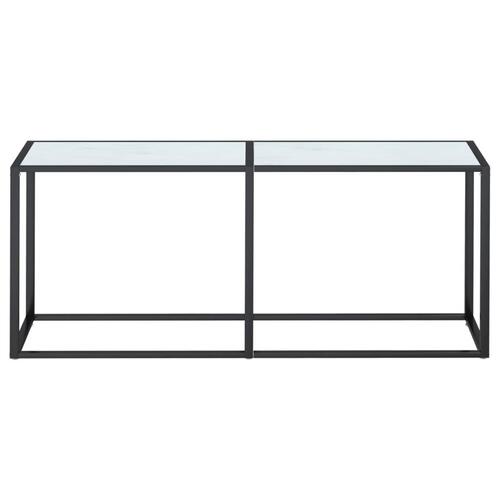 Konsolbord 180x35x75,5 cm hærdet glas hvid marmor