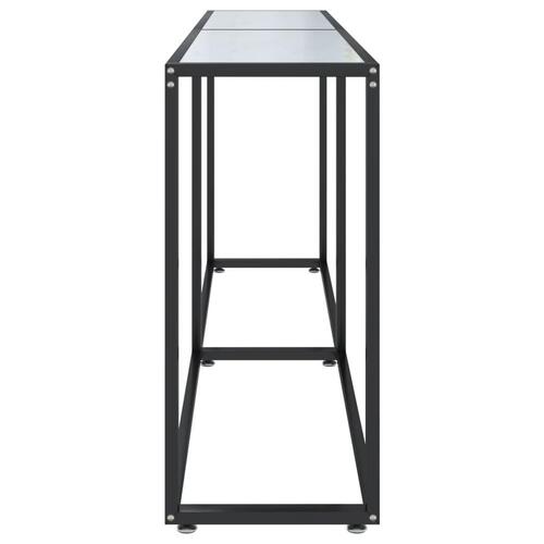 Konsolbord 180x35x75,5 cm hærdet glas hvid marmor