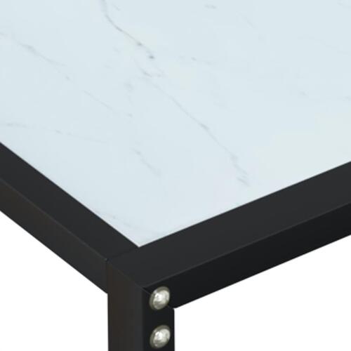 Konsolbord 180x35x75,5 cm hærdet glas hvid marmor