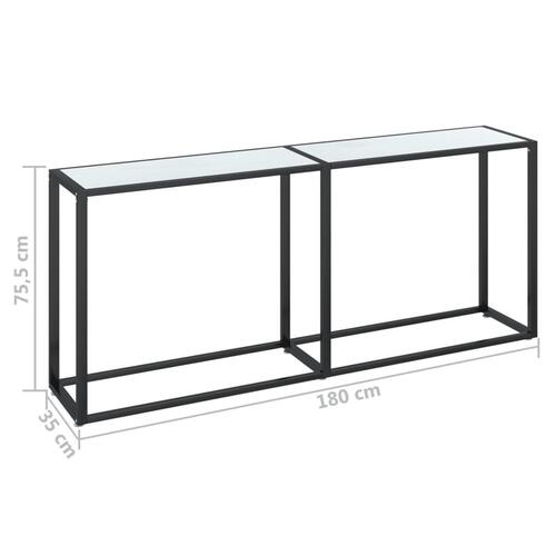 Konsolbord 180x35x75,5 cm hærdet glas hvid marmor